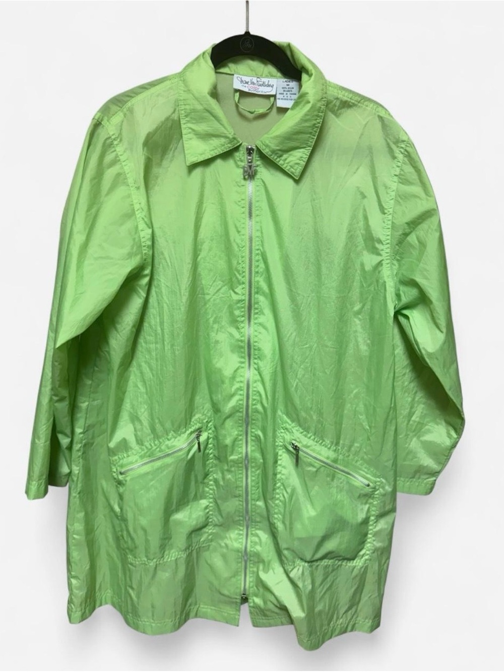 Vintage Diane Von Furstenberg Color Authority Ladies Lime Green Windbreaker